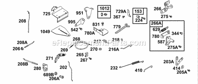 Controls 2 Diagram and Parts List for  Briggs and Stratton Engine